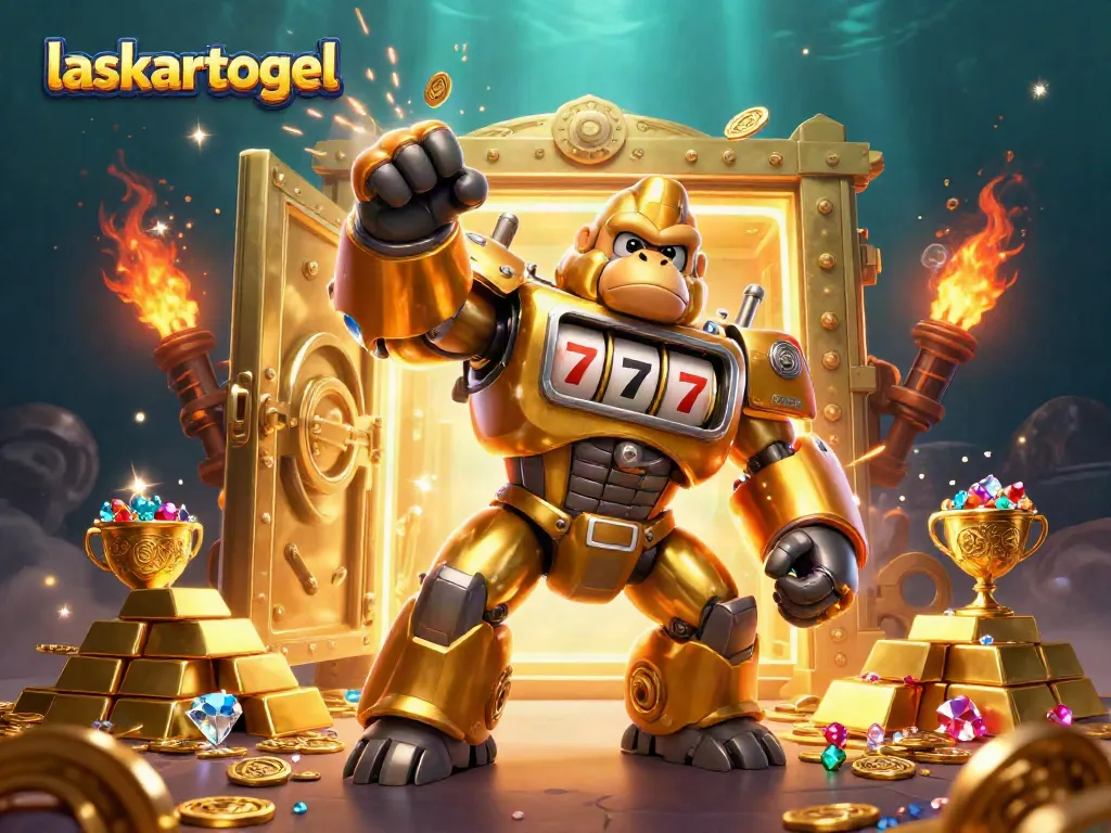 Experience high-stakes excitement at laskartogel with a dynamic scene featuring vibrant casino elements.