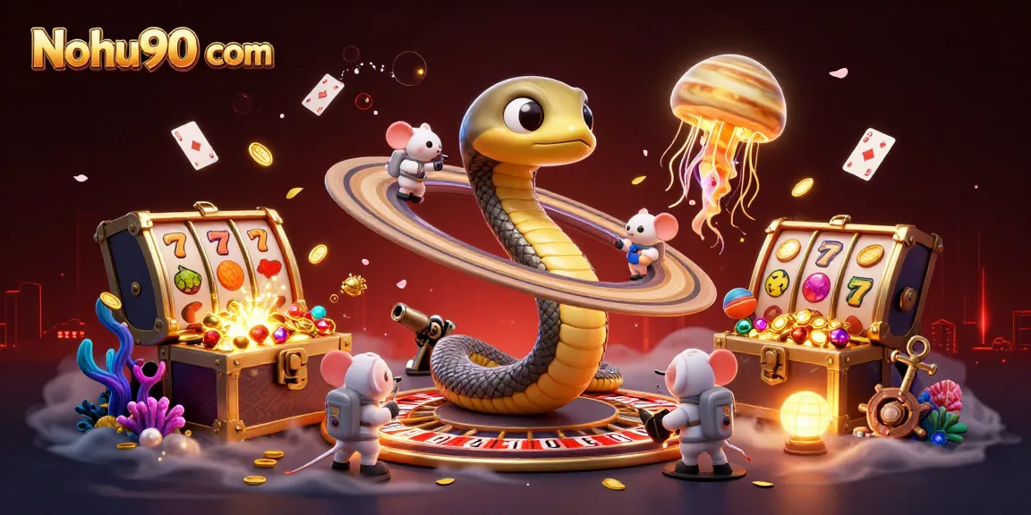 Experience thrilling jackpots at Nohu90 com with an exciting cosmic casino illustration!