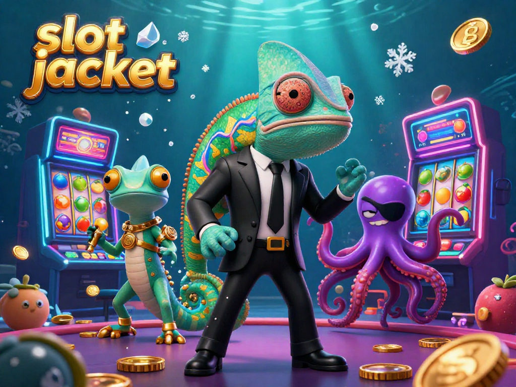 Experience the excitement of slot jackpot with vivid characters and neon-lit casino elements in this dynamic illustration.