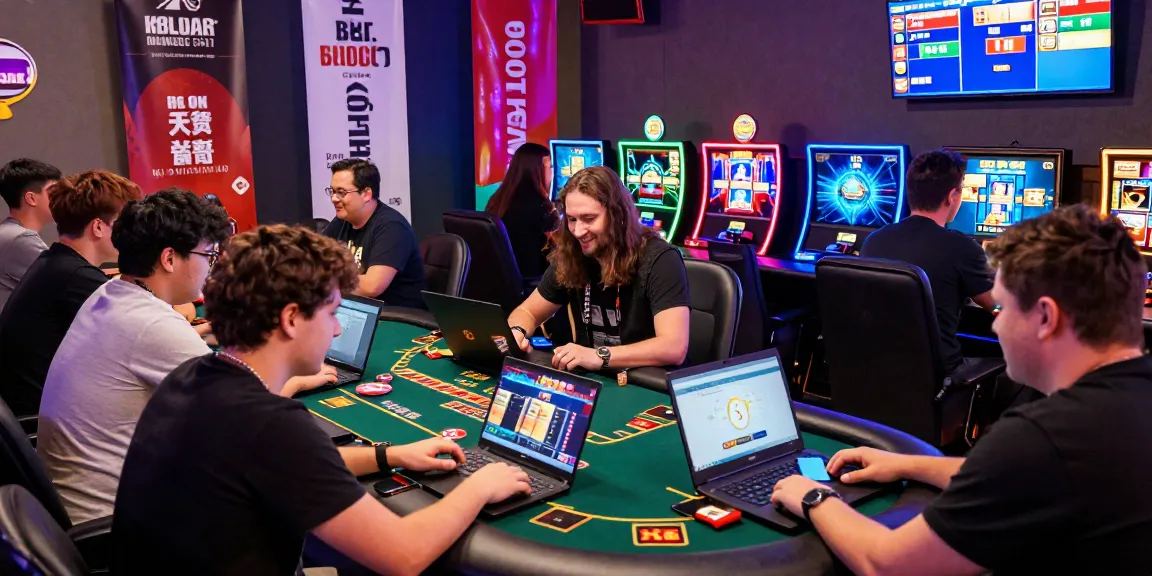 Exciting gaming scene of players enjoying game bài đổi thưởng online with vibrant atmosphere and technology.