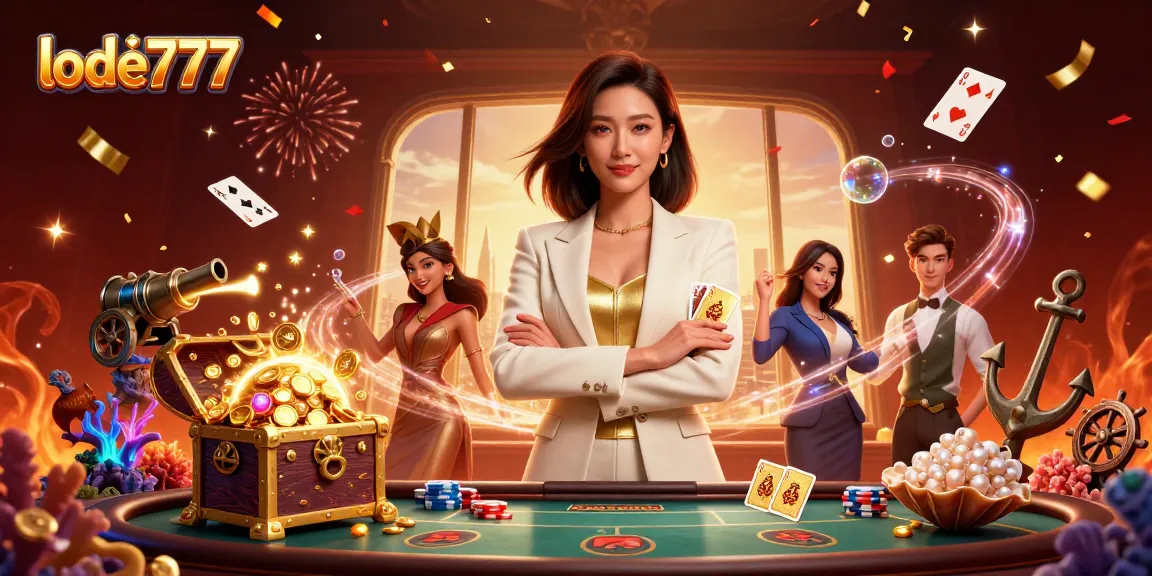 Experience exciting gameplay at lode777 with a stylish Asian businesswoman in a rich, dynamic casino scene.