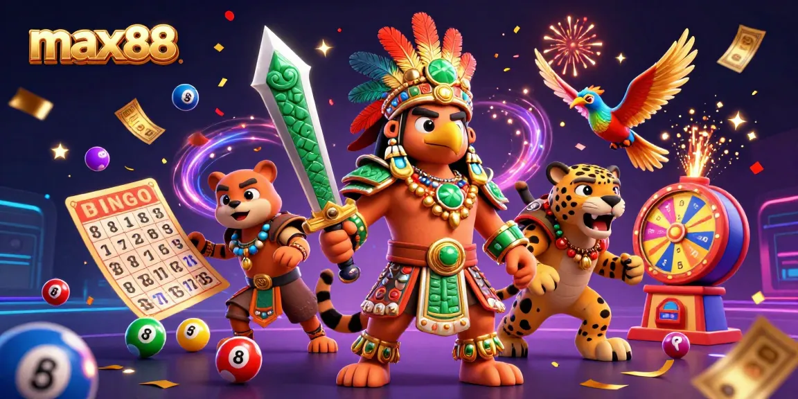 Engage with max88's thrilling lottery scene, featuring dynamic balls and festive elements enhancing the excitement.