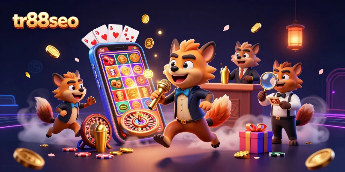 Engage with top-notch entertainment at tr88seo's vibrant casino scene featuring humorous hyenas.