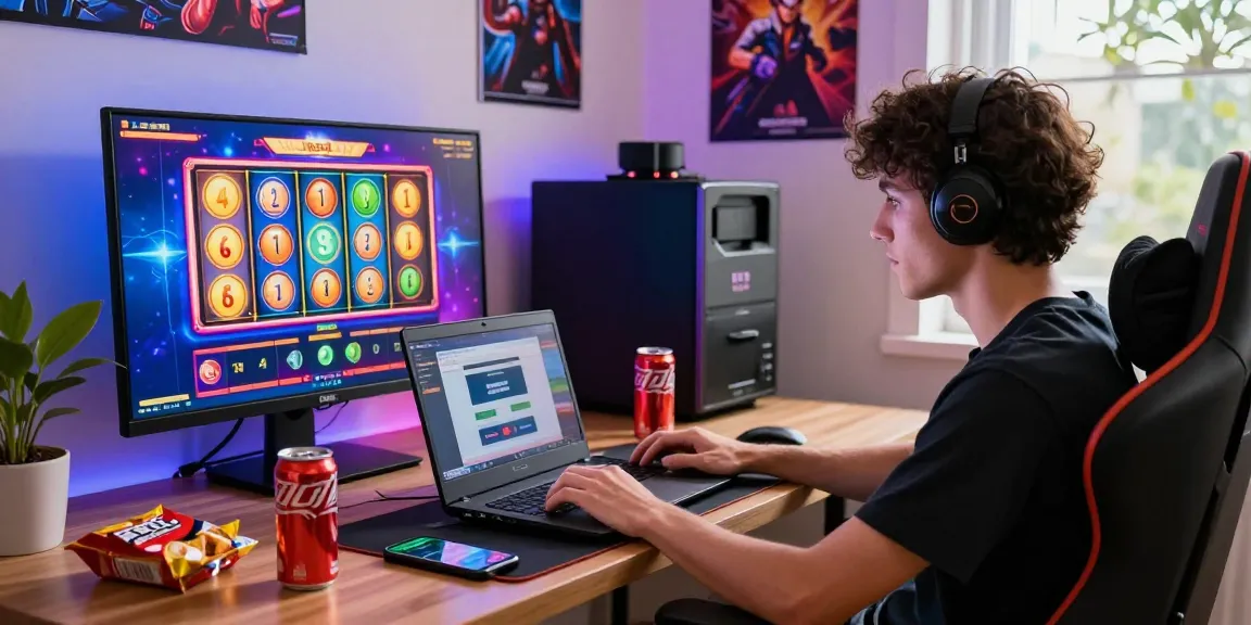 Exciting gaming moment with deposit tanpa minimal, showcasing colorful slot graphics and enthusiastic player