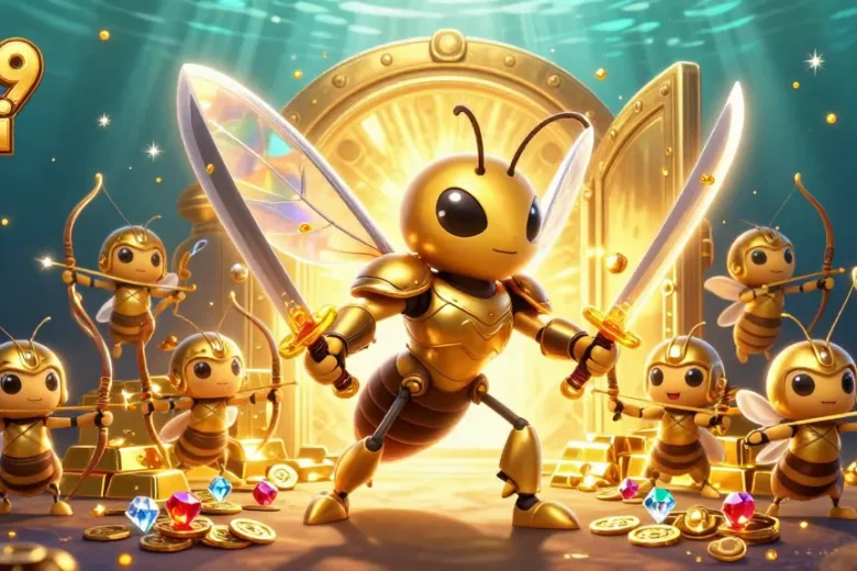 Engage with 999 jili gaming excitement featuring a golden hornet in a vibrant casino scene.